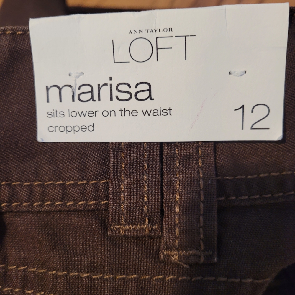 Ann Taylor LOFT Marisa Brown Cargo Cropped Pants Capris 100%cotton - Picture 10 of 13